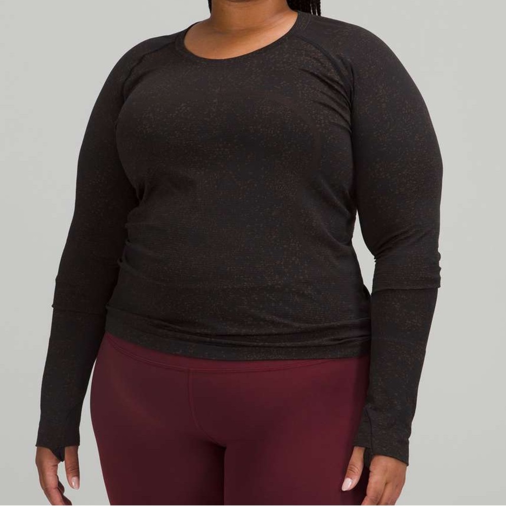 Lululemon 🍋 Swiftly Tech Long Sleeve Shirt *Race Length / Black / Tan / Size 20